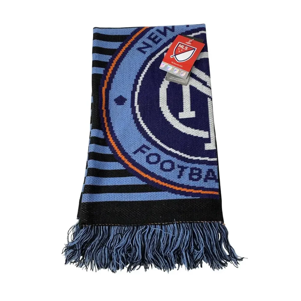 Adidas NYCFC Winter Scarf Unisex One Size Blue Navy Striped NEW